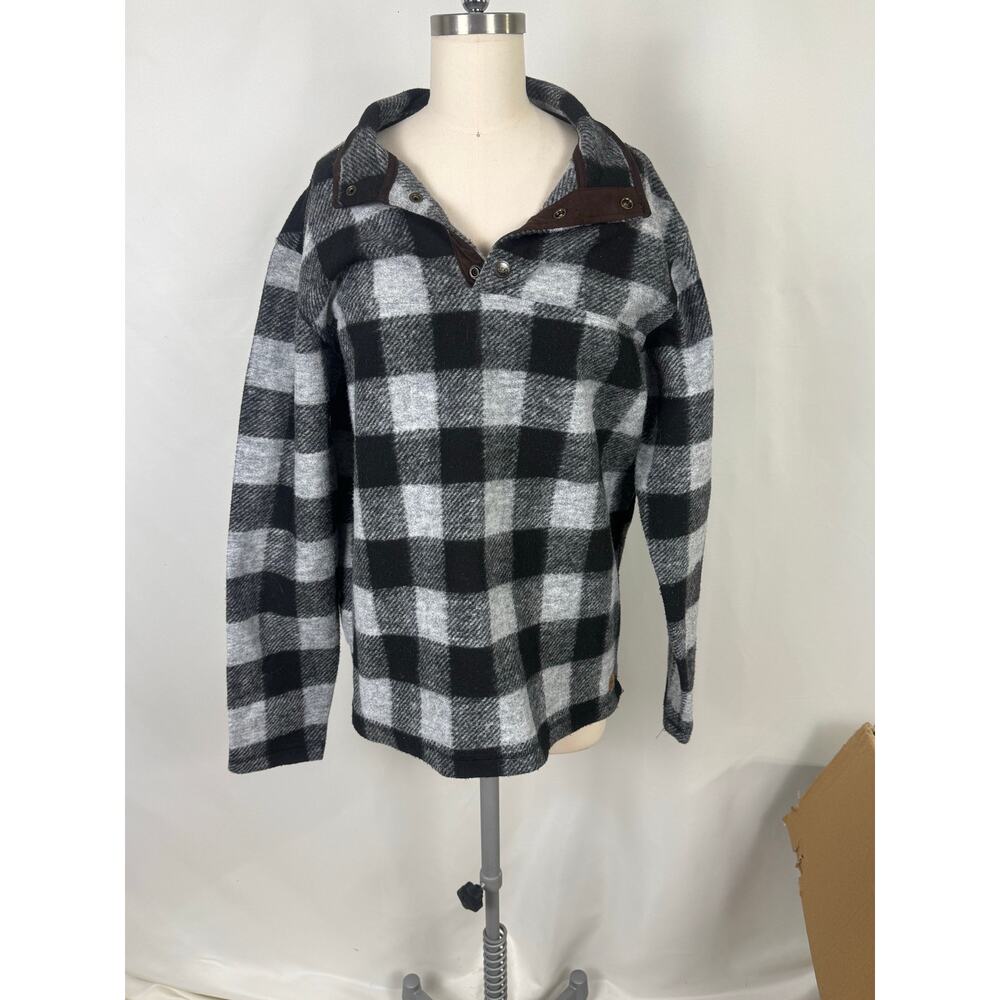 John Wayne Buffalo Plaid Medium Classic Cowboy Country Cozy Pullover‎ Button Up